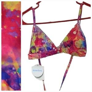 NWT Kulani Kinis x Lulu's Triangle Tie Dye Bikini Top Hot Pink Sherbet Medium